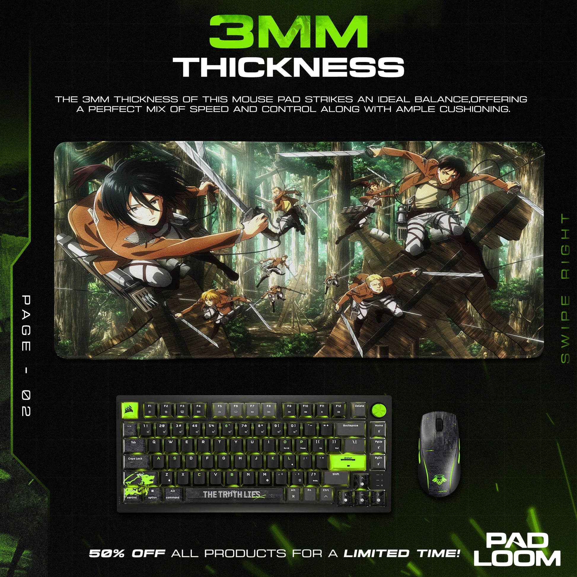 Attack on Titan Mouse Pad - Forest Ambush Anime Desk Mat Padloom