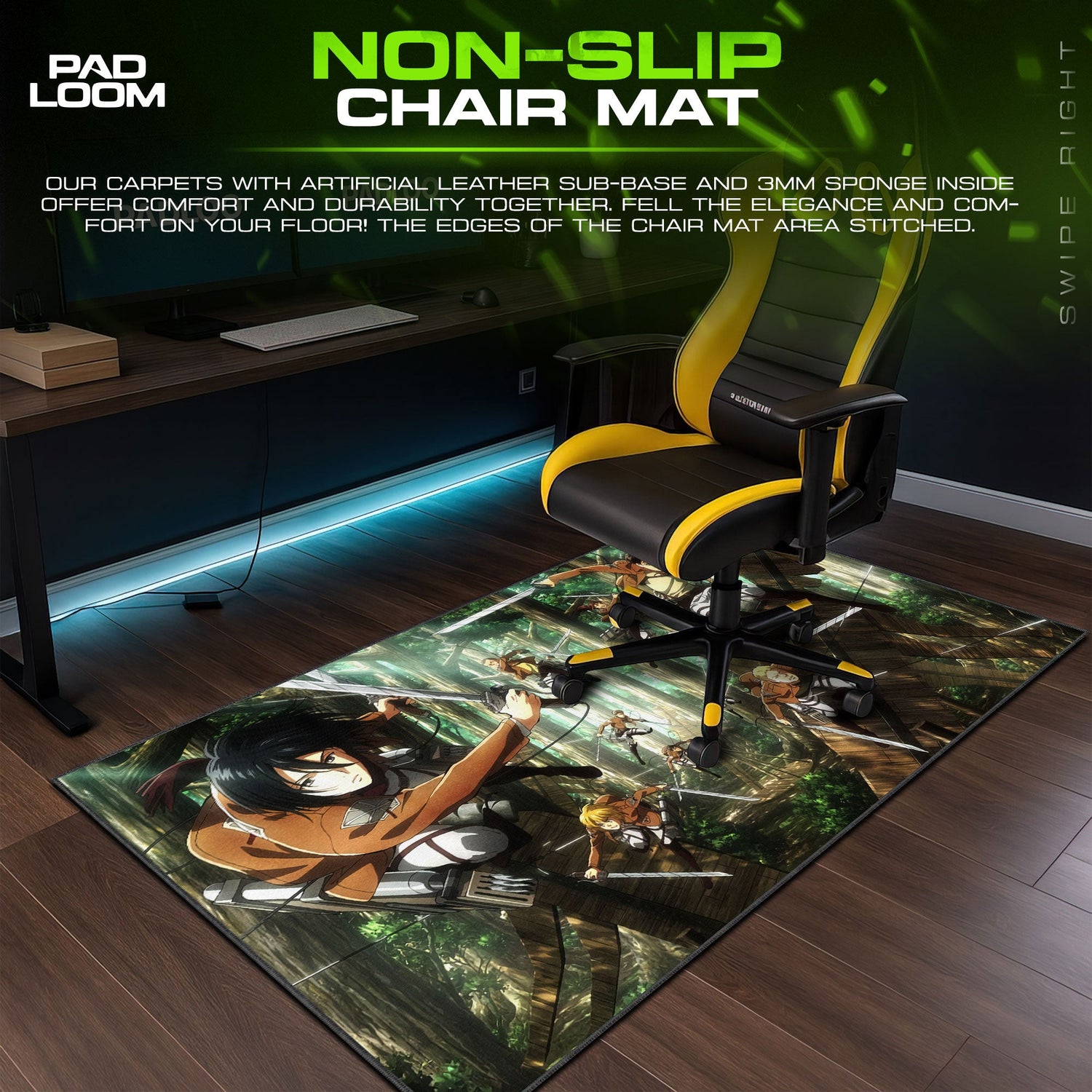 Attack on Titan Mouse Pad - Forest Ambush Anime Desk Mat Padloom