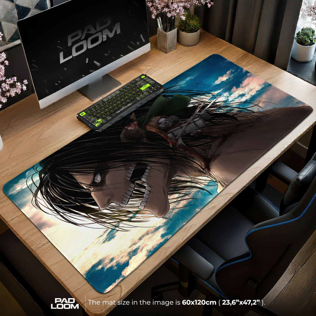 Attack on Titan Mouse Pad - Rage of Freedom Anime Desk Mat Padloom
