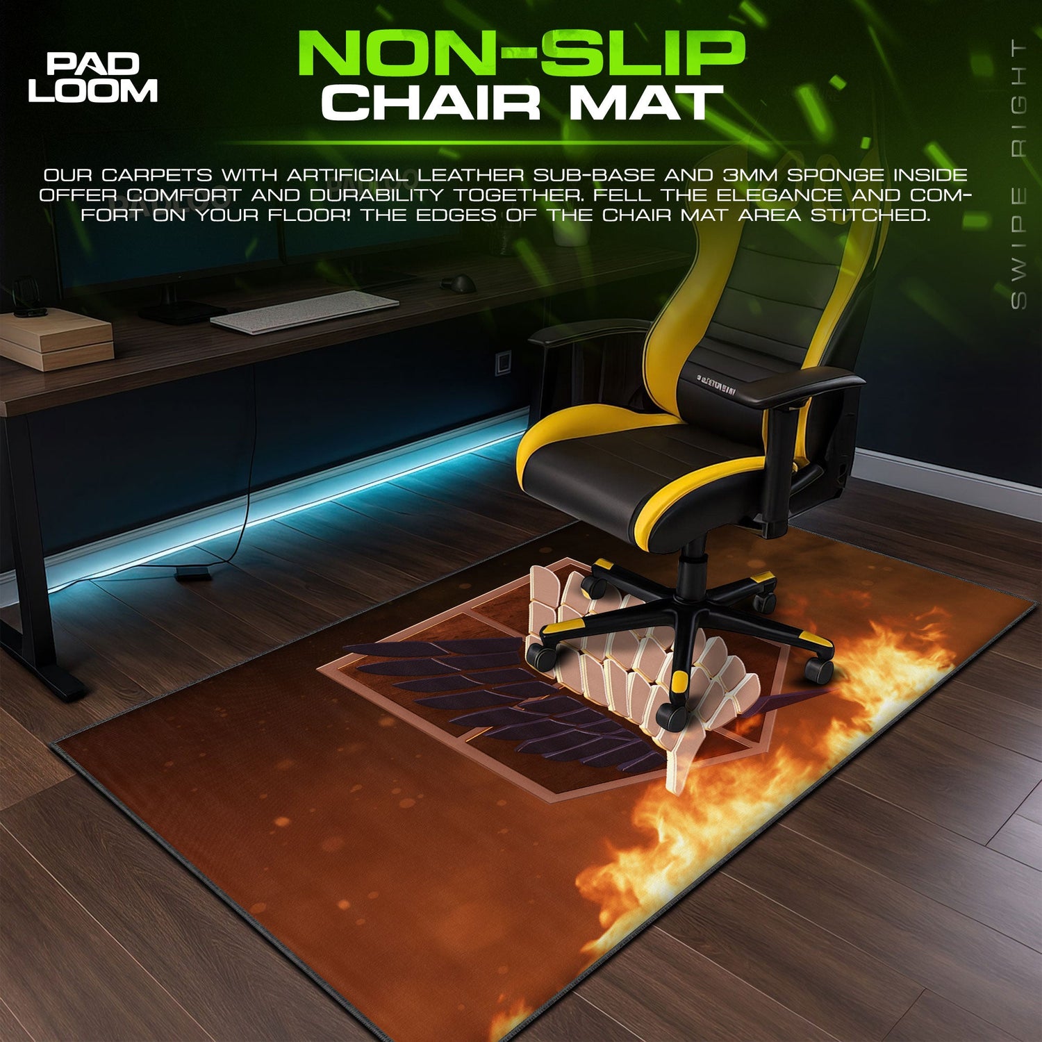 Attack on Titan Mouse Pad, Survey Corps Wings Gaming Desk Mat Padloom