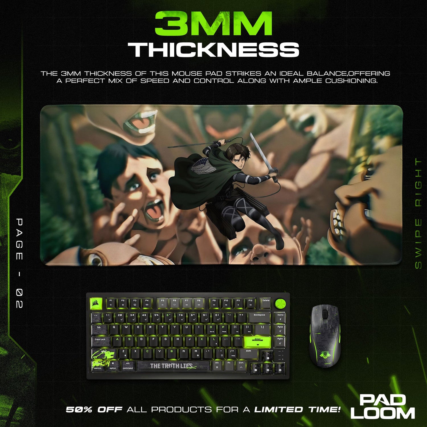 Attack on Titan Mouse Pad - The Silent Strike Desk Mat Padloom