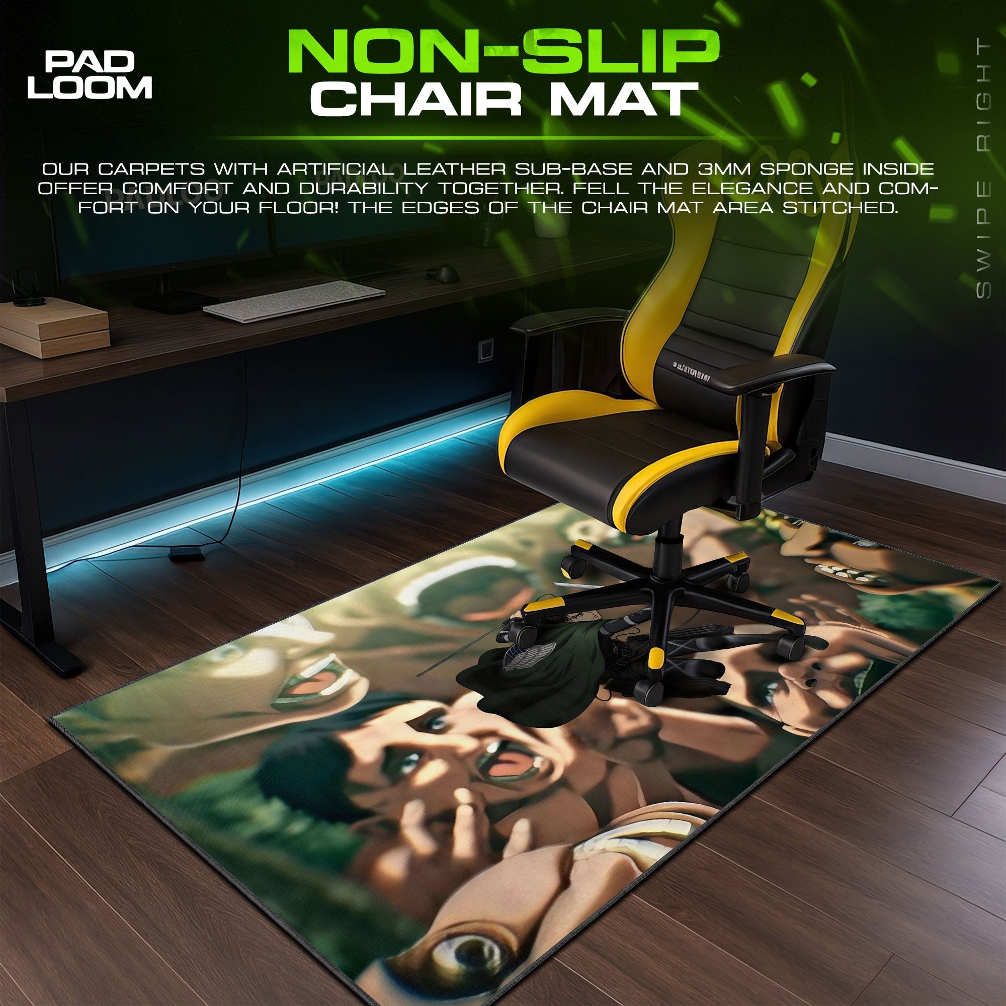 Attack on Titan Mouse Pad - The Silent Strike Desk Mat Padloom