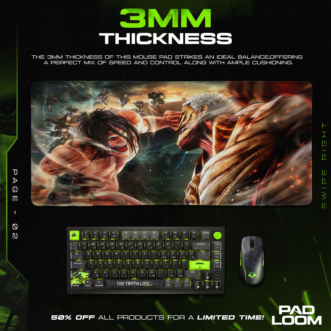 Attack on Titan Mouse Pad - Titan Duel Anime Desk Mat Padloom