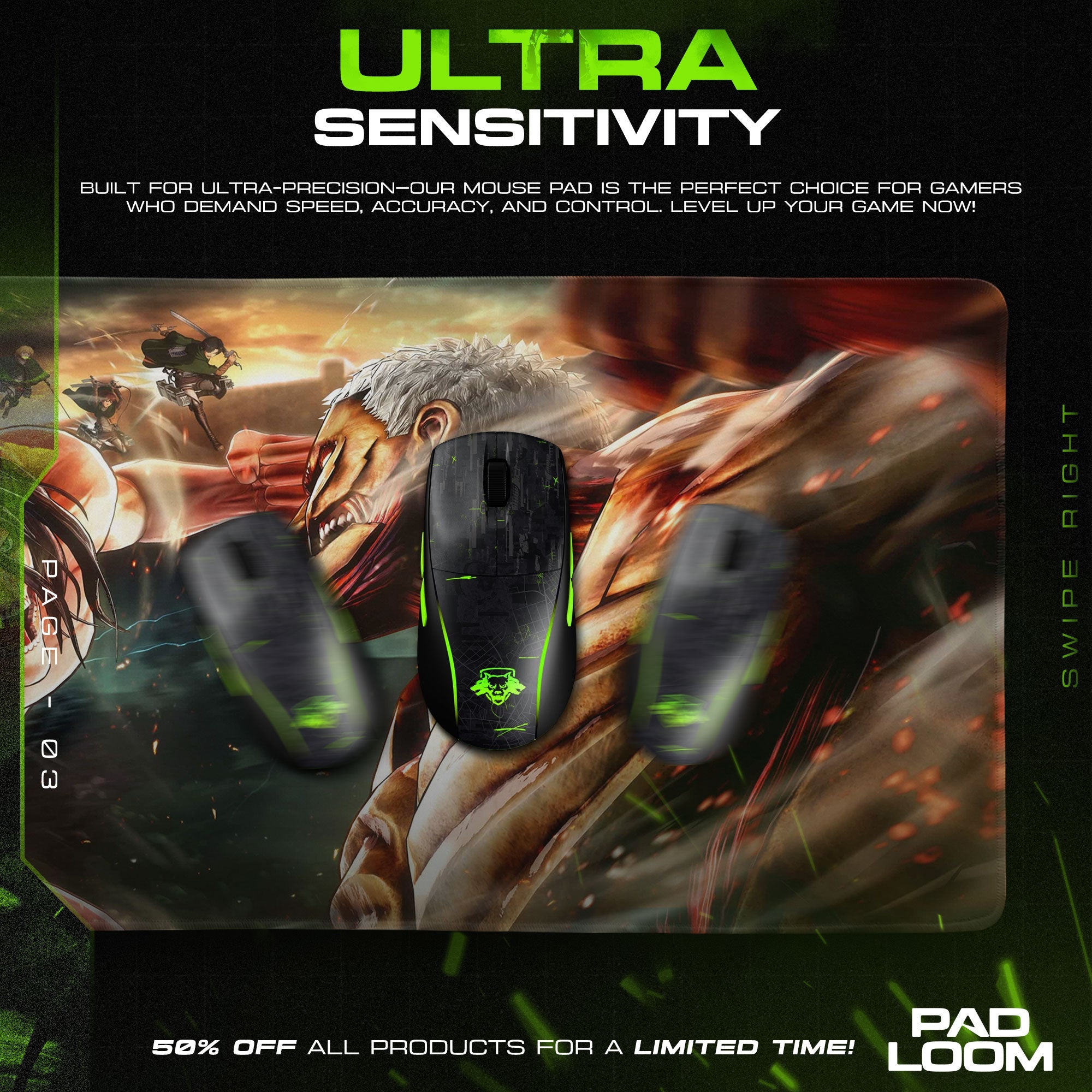 Attack on Titan Mouse Pad - Titan Duel Anime Desk Mat Padloom