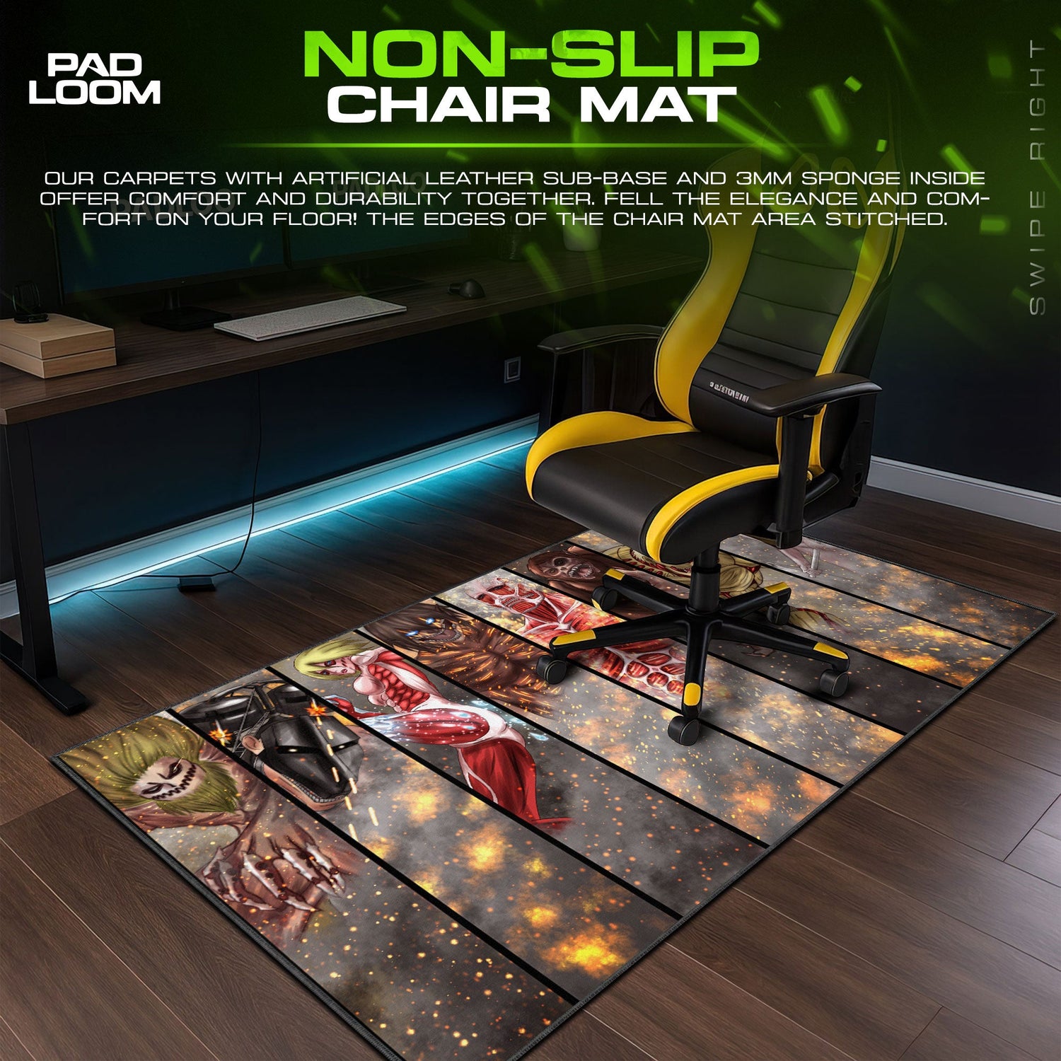 Attack on Titan Titan Shifters Mouse Pad, Anime Gaming Desk Mat Padloom