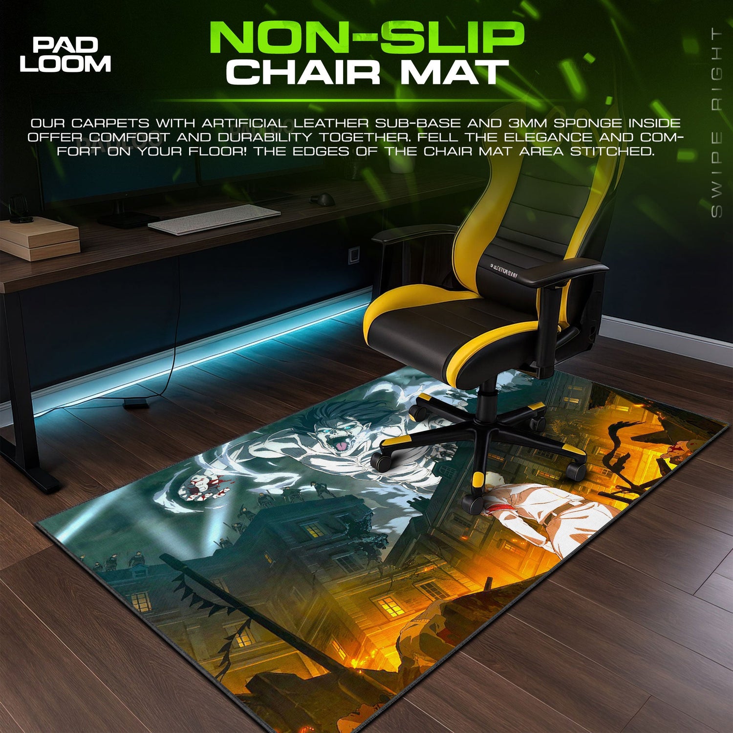 Attack on Titan Mouse Pad - Titan's Wrath Anime Desk Mat Padloom