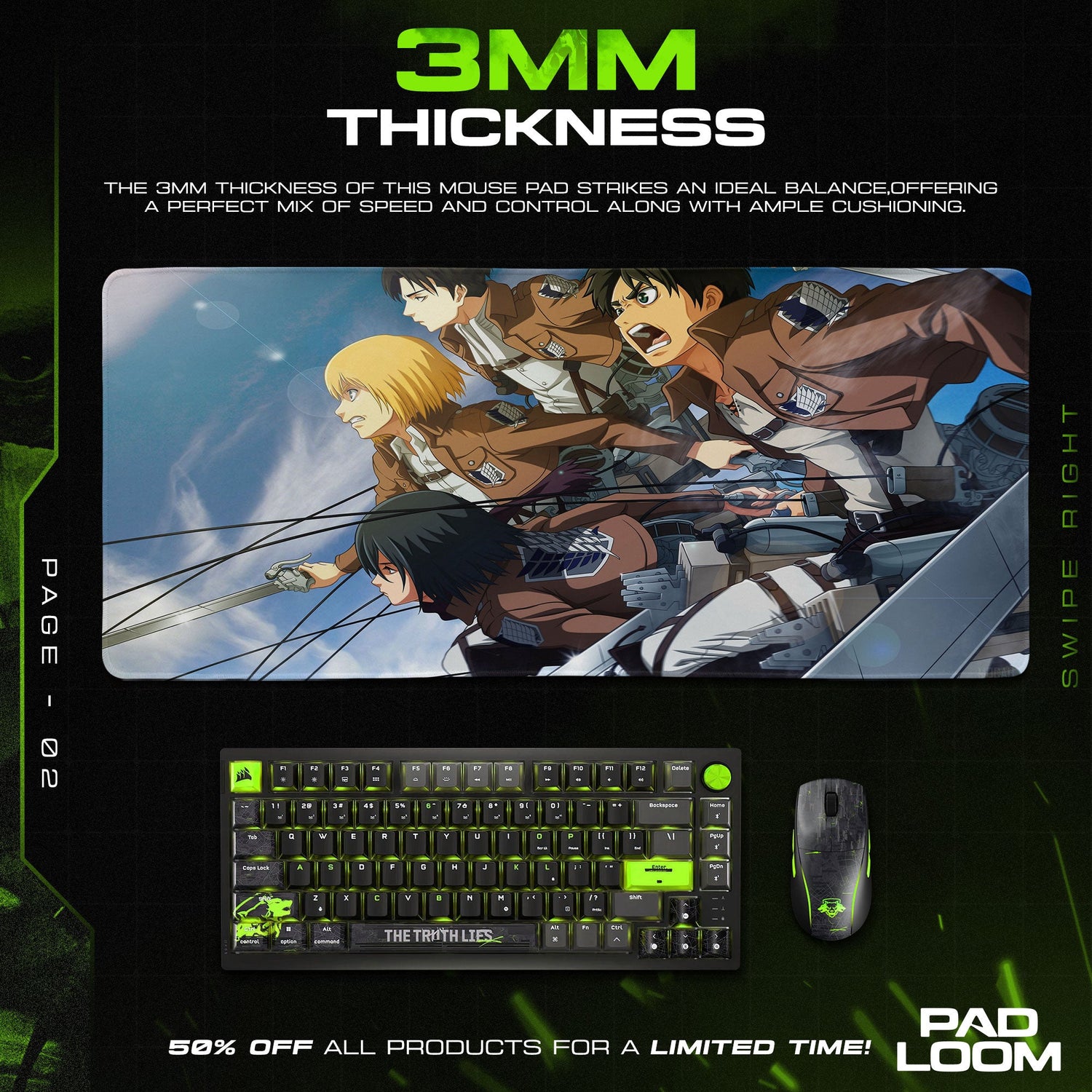 Attack on Titan Mouse Pad - Wings of Freedom Anime Desk Mat Padloom
