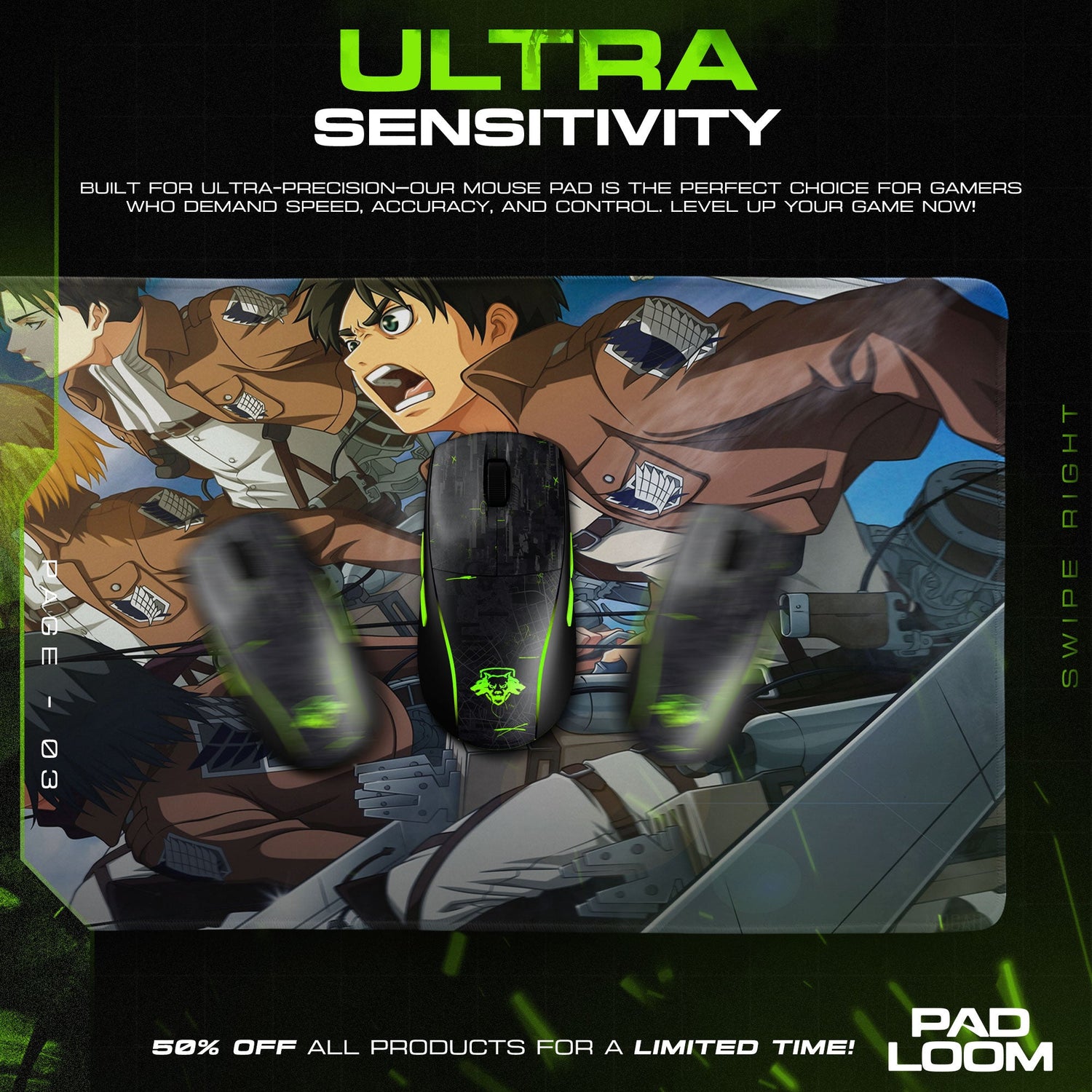 Attack on Titan Mouse Pad - Wings of Freedom Anime Desk Mat Padloom