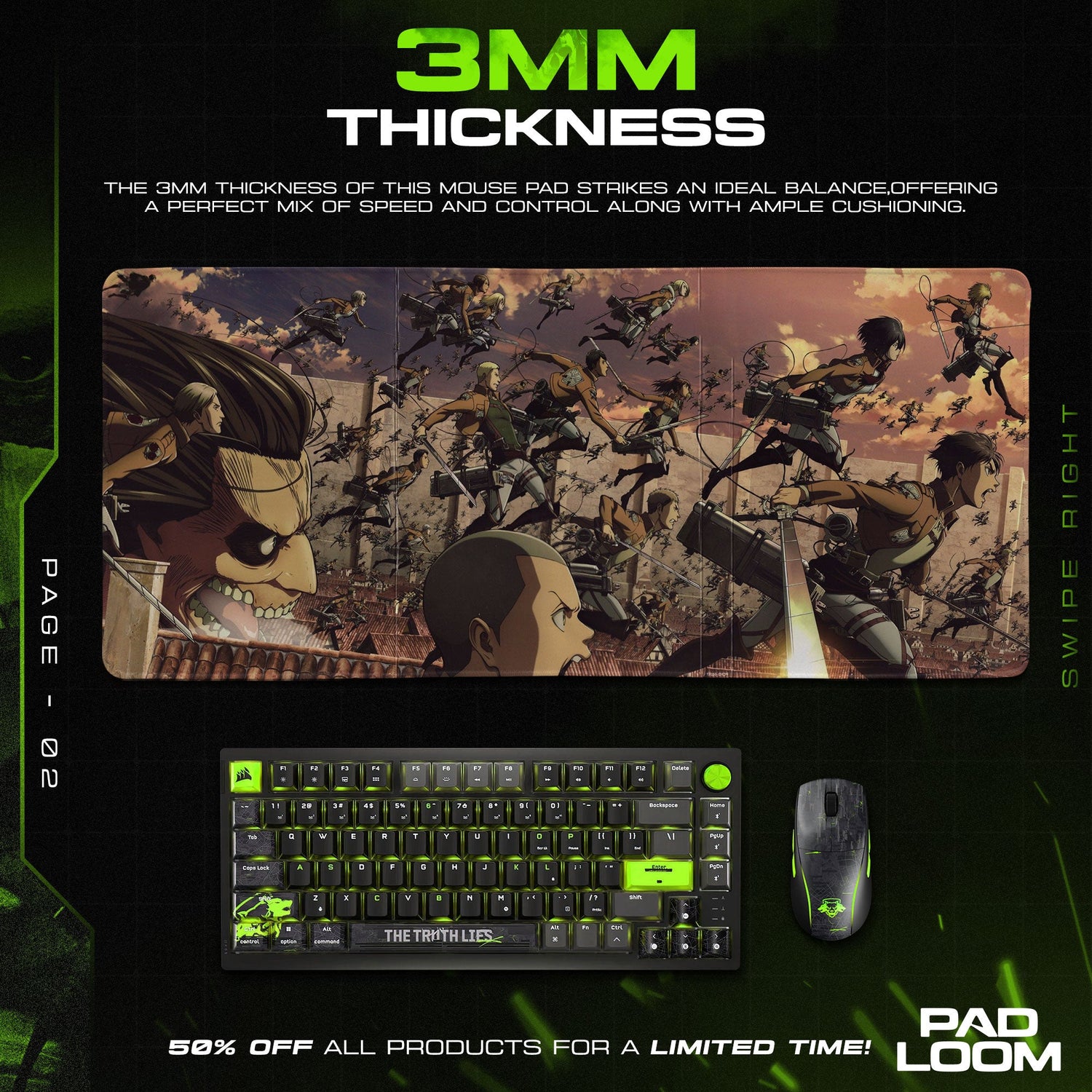 Attack on Titan Mouse Pad - Wings of Freedom Desk Mat Padloom