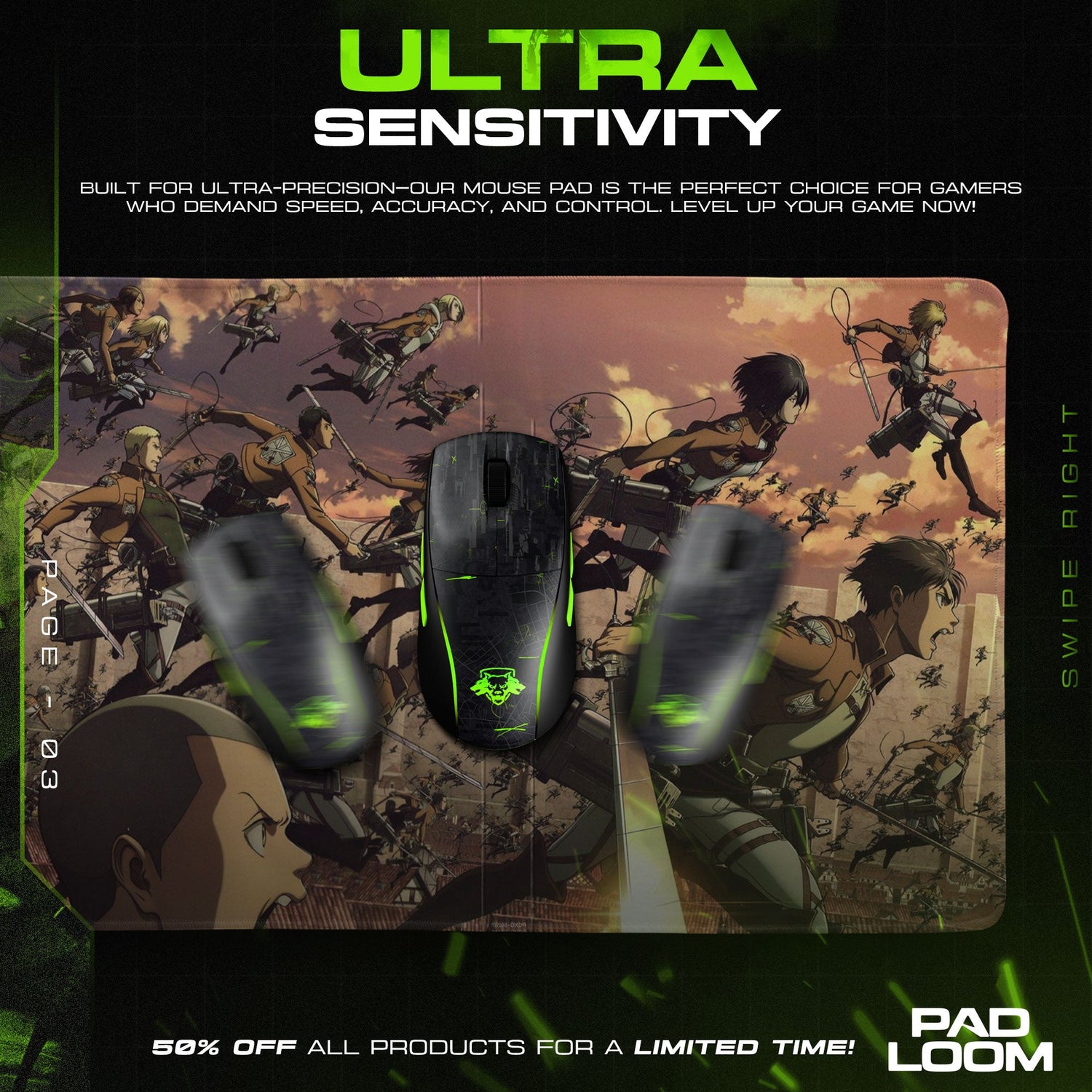 Attack on Titan Mouse Pad - Wings of Freedom Desk Mat Padloom