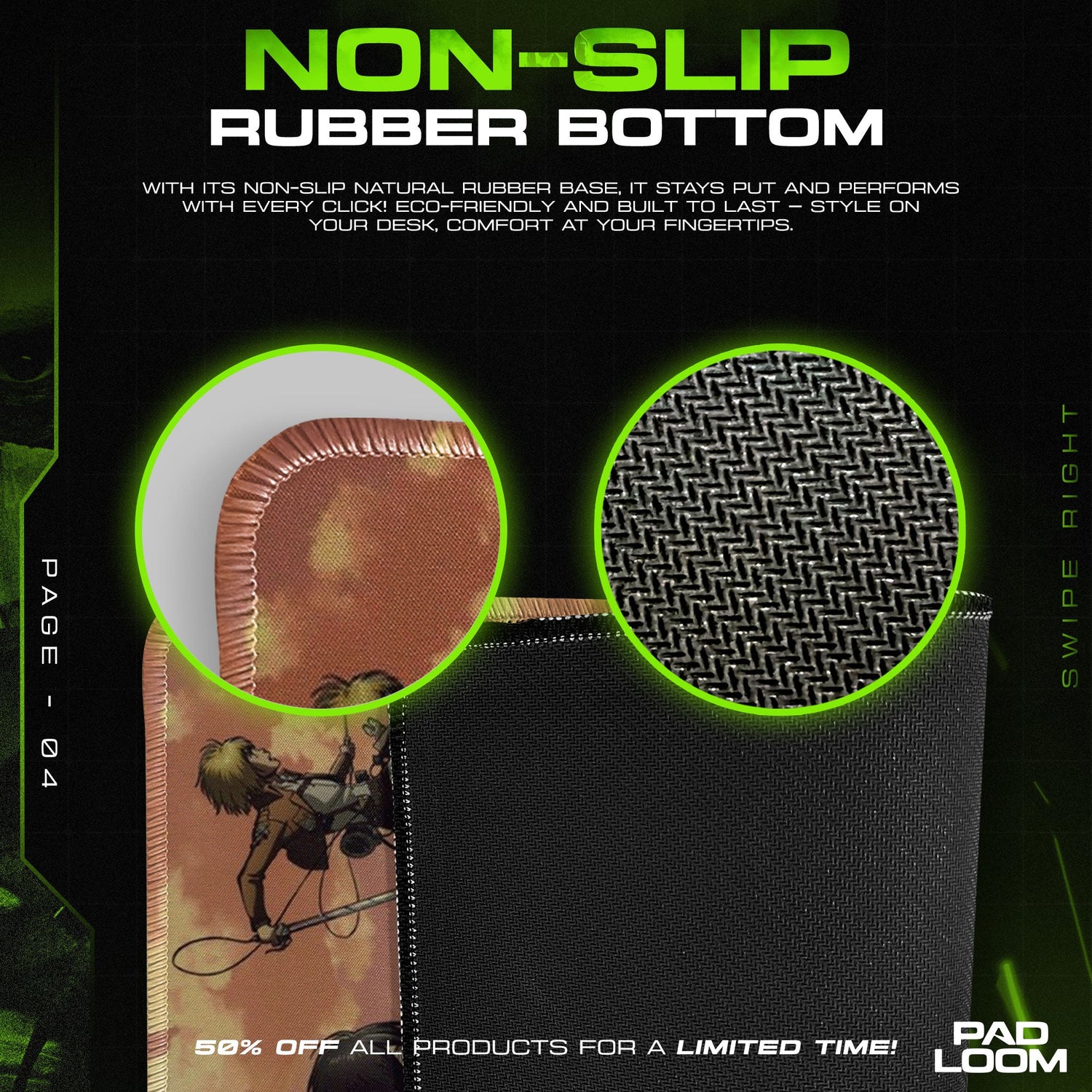 Attack on Titan Mouse Pad - Wings of Freedom Desk Mat Padloom