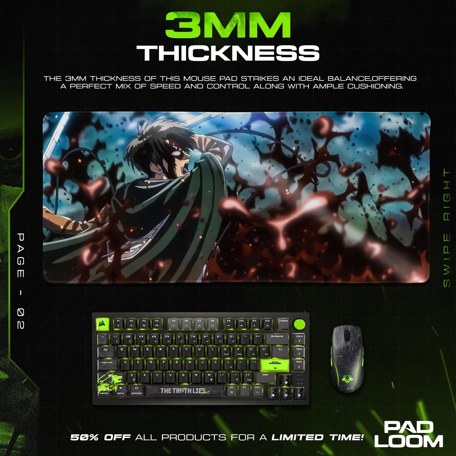 Attack on Titan Mouse Pad - Wings of Vengeance Desk Mat Padloom