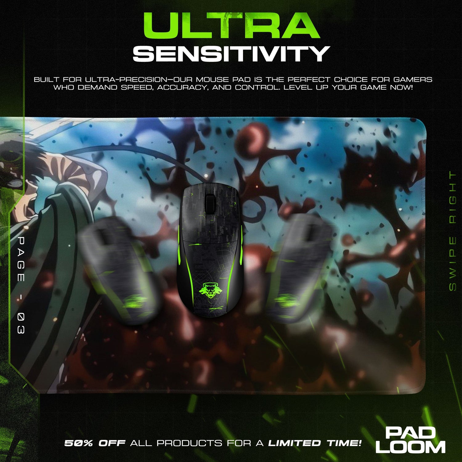 Attack on Titan Mouse Pad - Wings of Vengeance Desk Mat Padloom