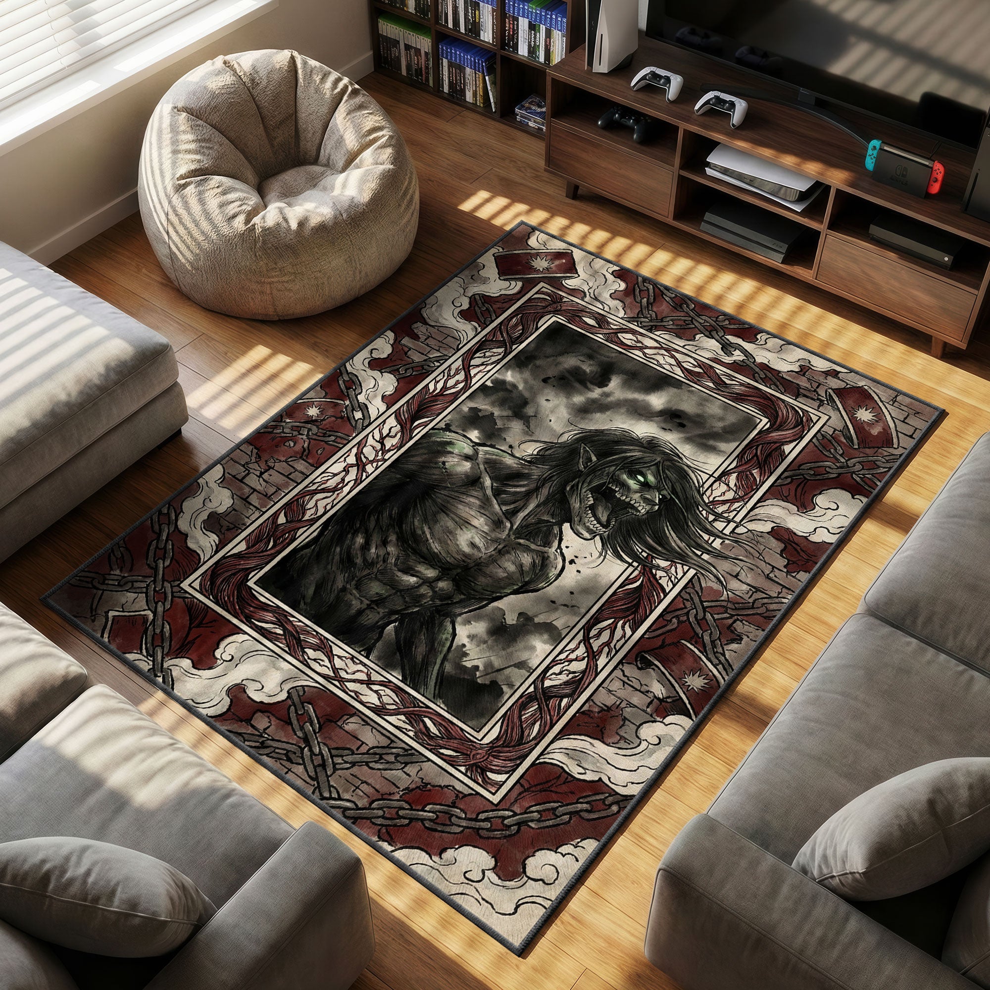 Angriffstitan Wütendes Gebrüll Teppich - Angriff auf Titan Stuhlmatte