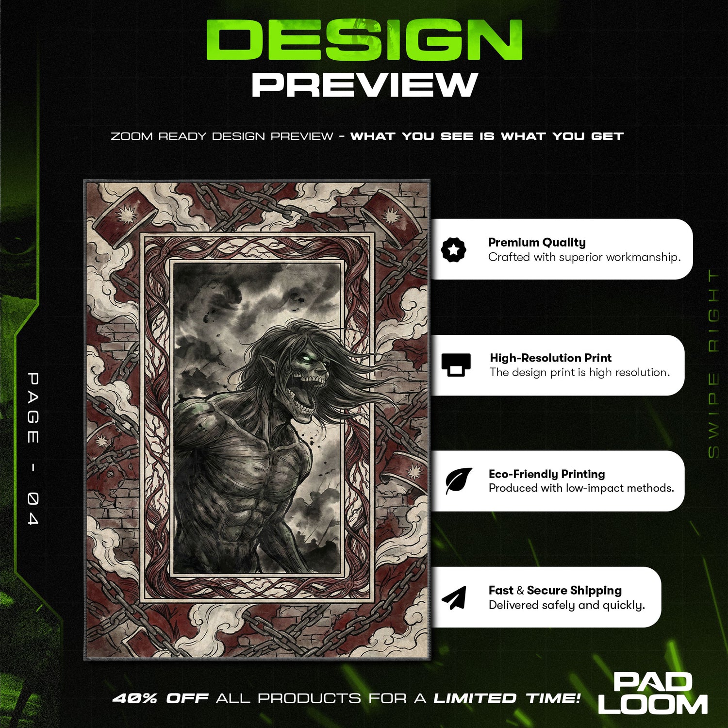 Angriffstitan Wütendes Gebrüll Teppich - Angriff auf Titan Stuhlmatte