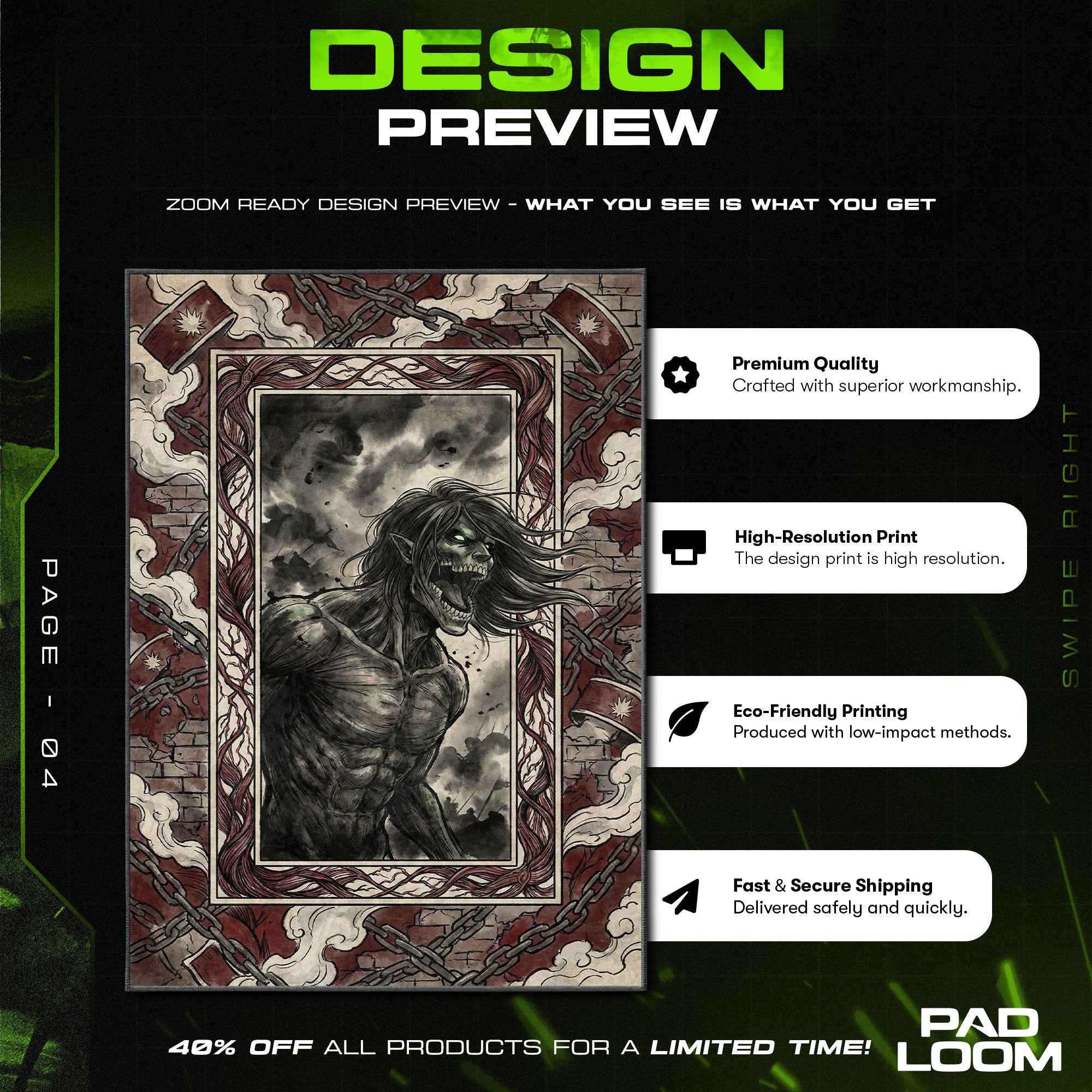 Angriffstitan Wütendes Gebrüll Teppich - Angriff auf Titan Stuhlmatte