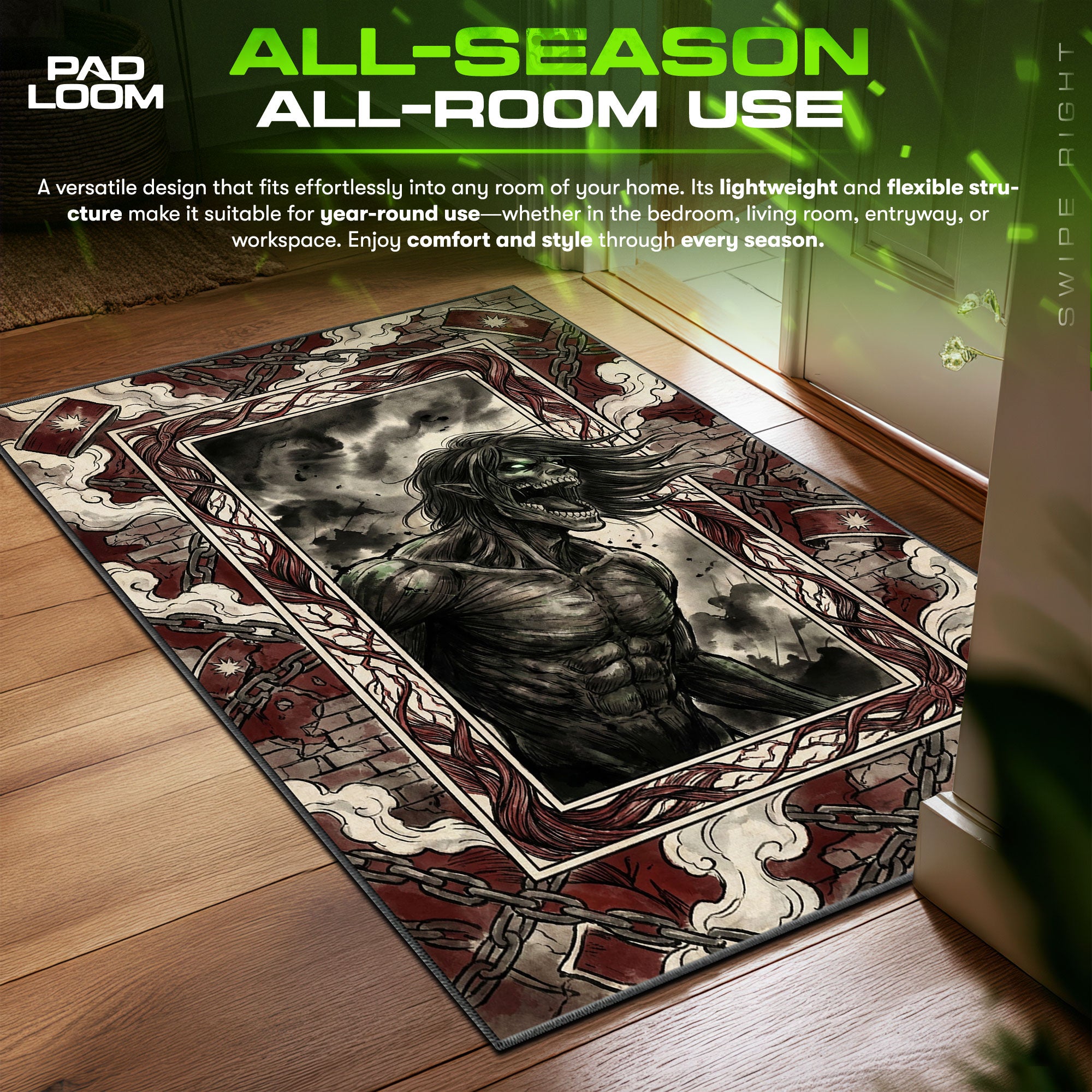 Angriffstitan Wütendes Gebrüll Teppich - Angriff auf Titan Stuhlmatte