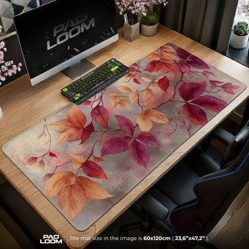 Autumn Ember Leaves Mouse Pad - Botanical Desk Mat