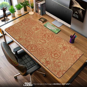 Autumn Etch Mouse Pad, Copper Floral Gaming Desk Mat