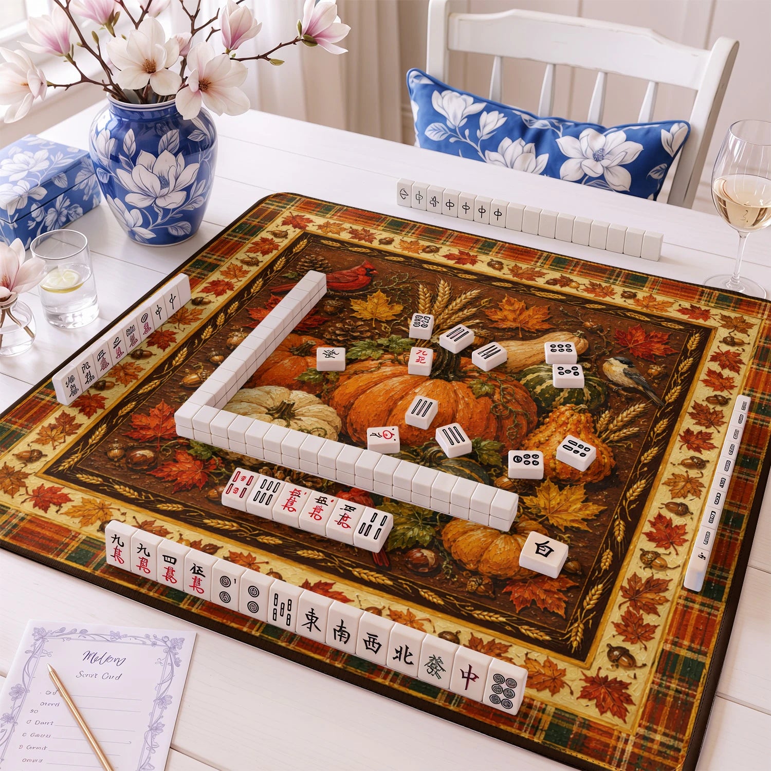Autumn Harvest mahjong mat – M (60x60 cm) and L (81x81 cm) sizes