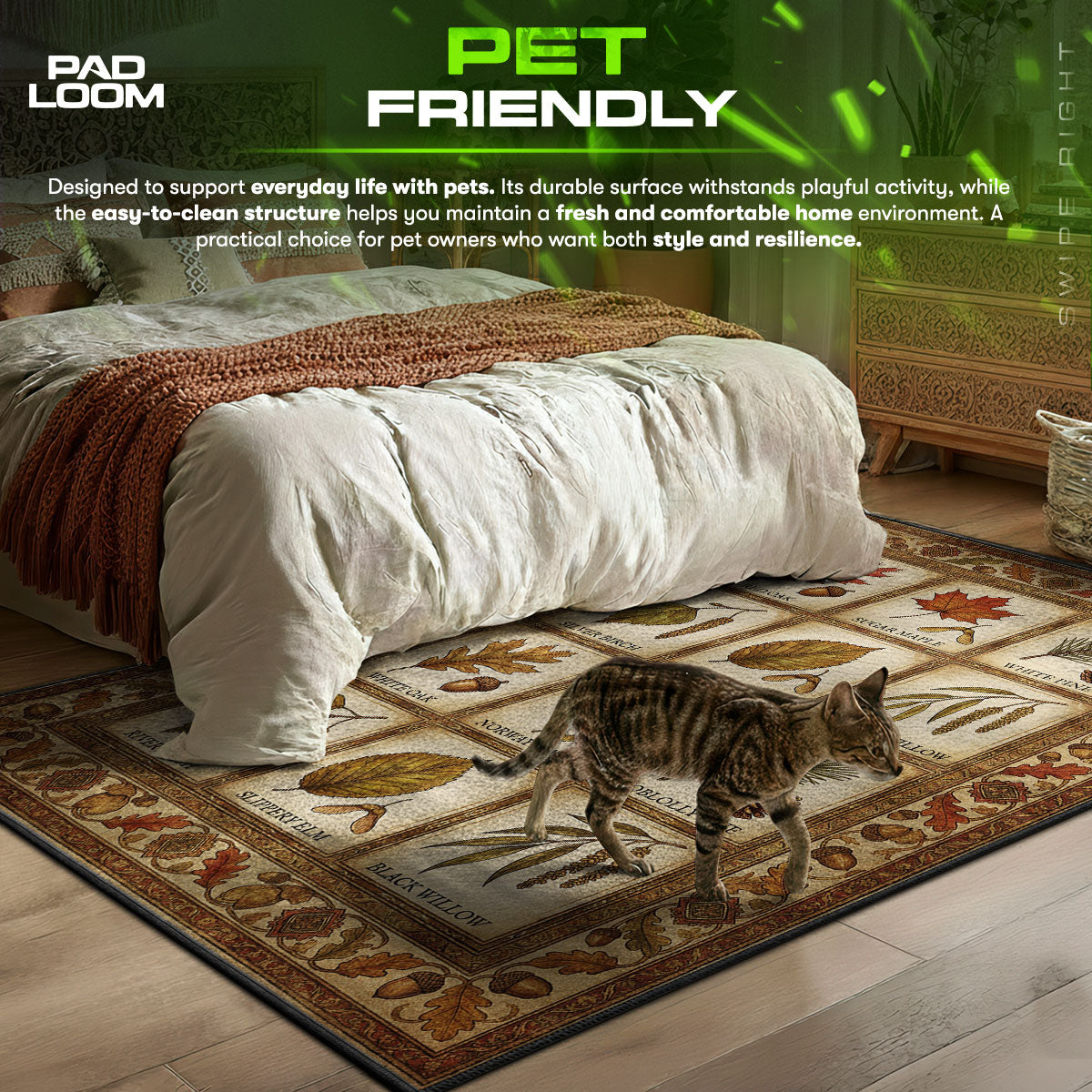Autumn Leaves themed area rug for home decor fans