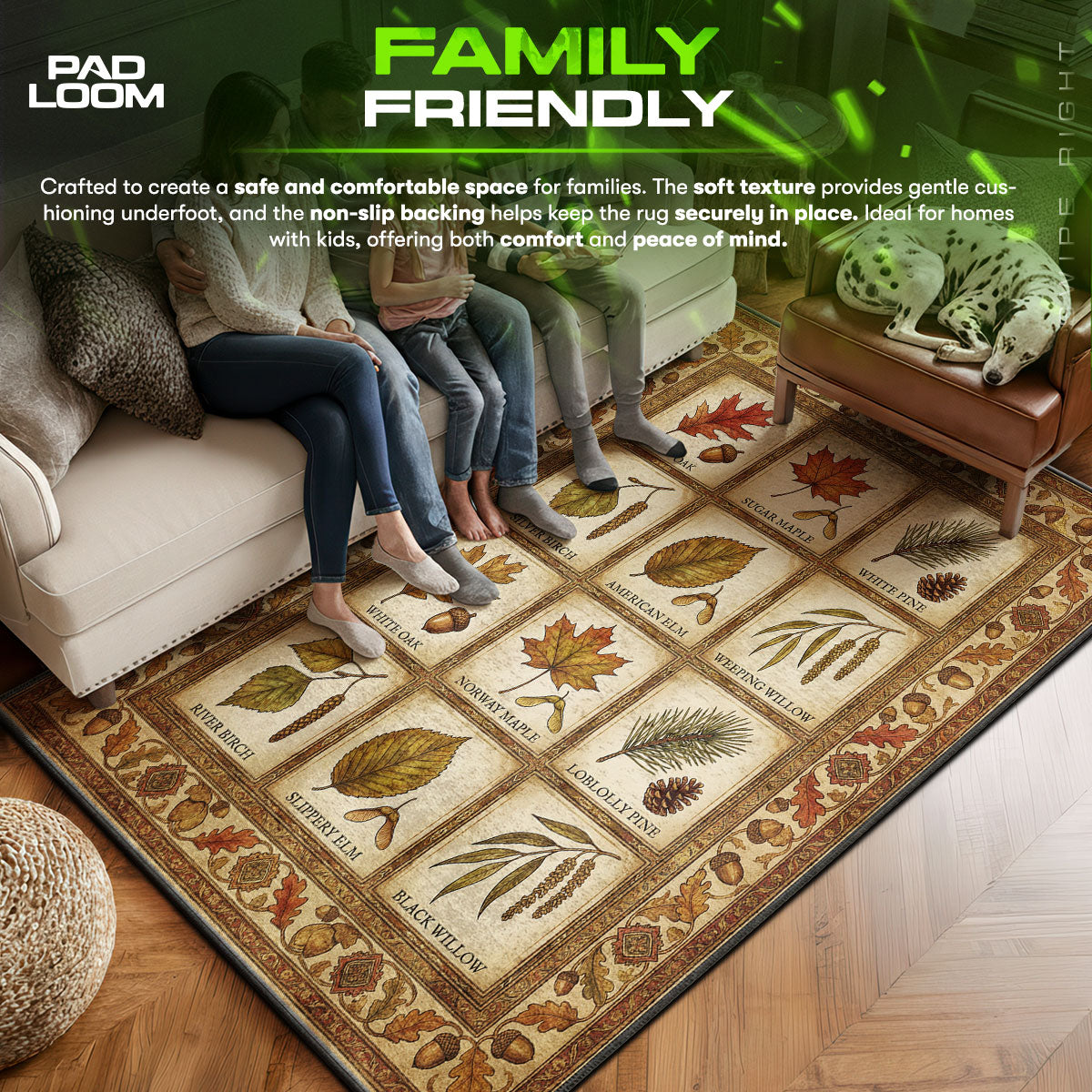 Floor character design printed on rug