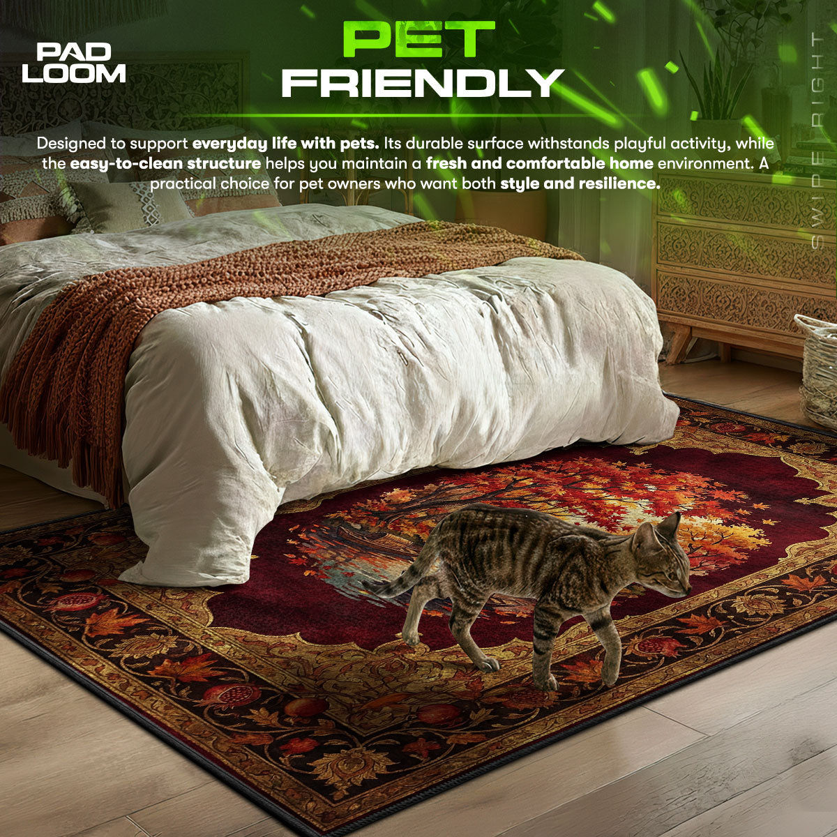 Autumn River themed area rug for home decor fans