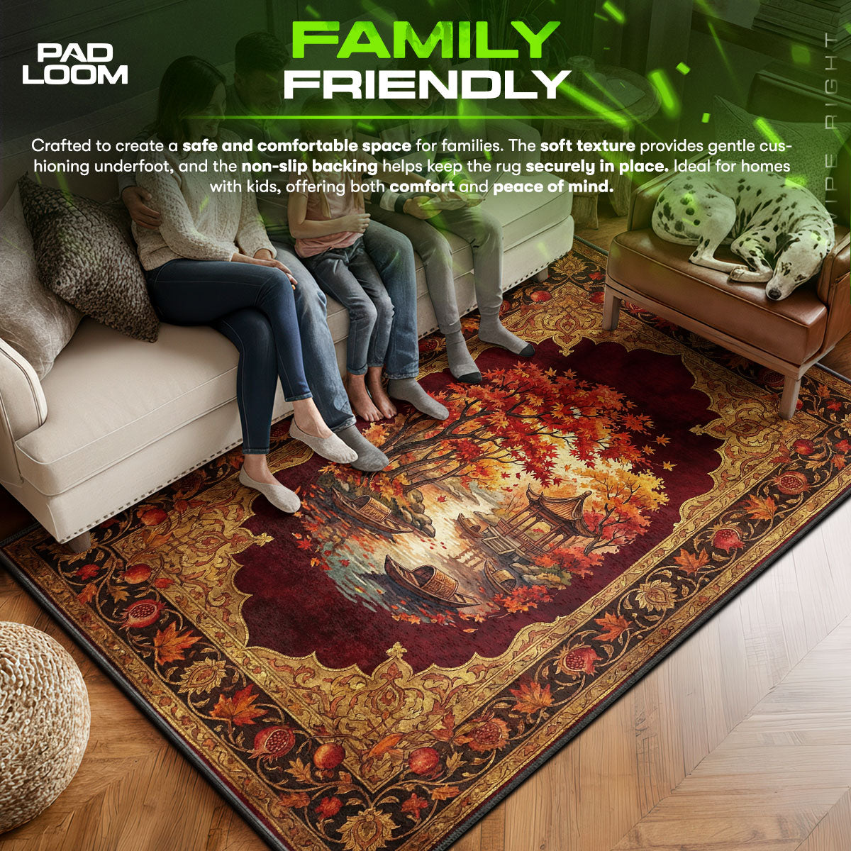 Area character design printed on rug