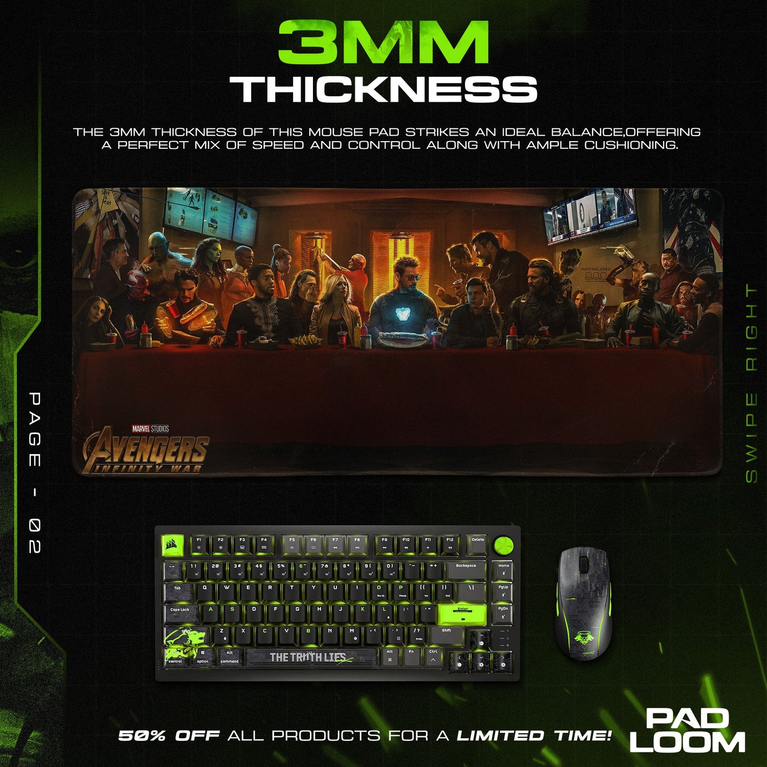 Avengers Mouse Pad, Infinity War Last Supper Gaming Desk Mat Padloom
