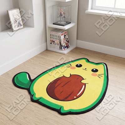 Avocado Cat Rug - Shaped Kids Room Area Rug