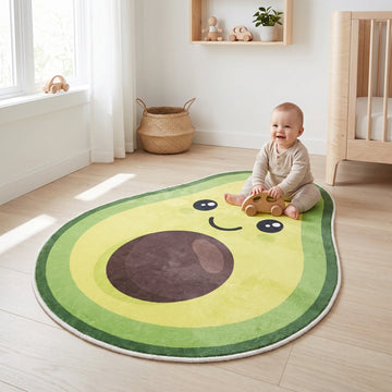 Avocado shaped area rug, die-cut kids room rug