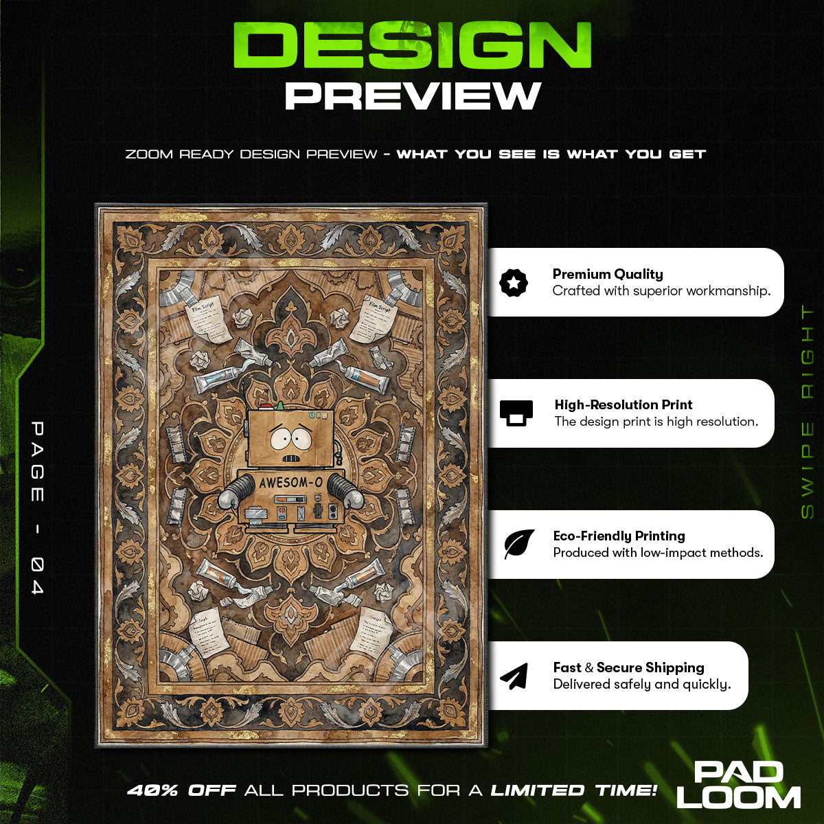 AWESOM O Robot South Park Cartoon Area rug — main product view