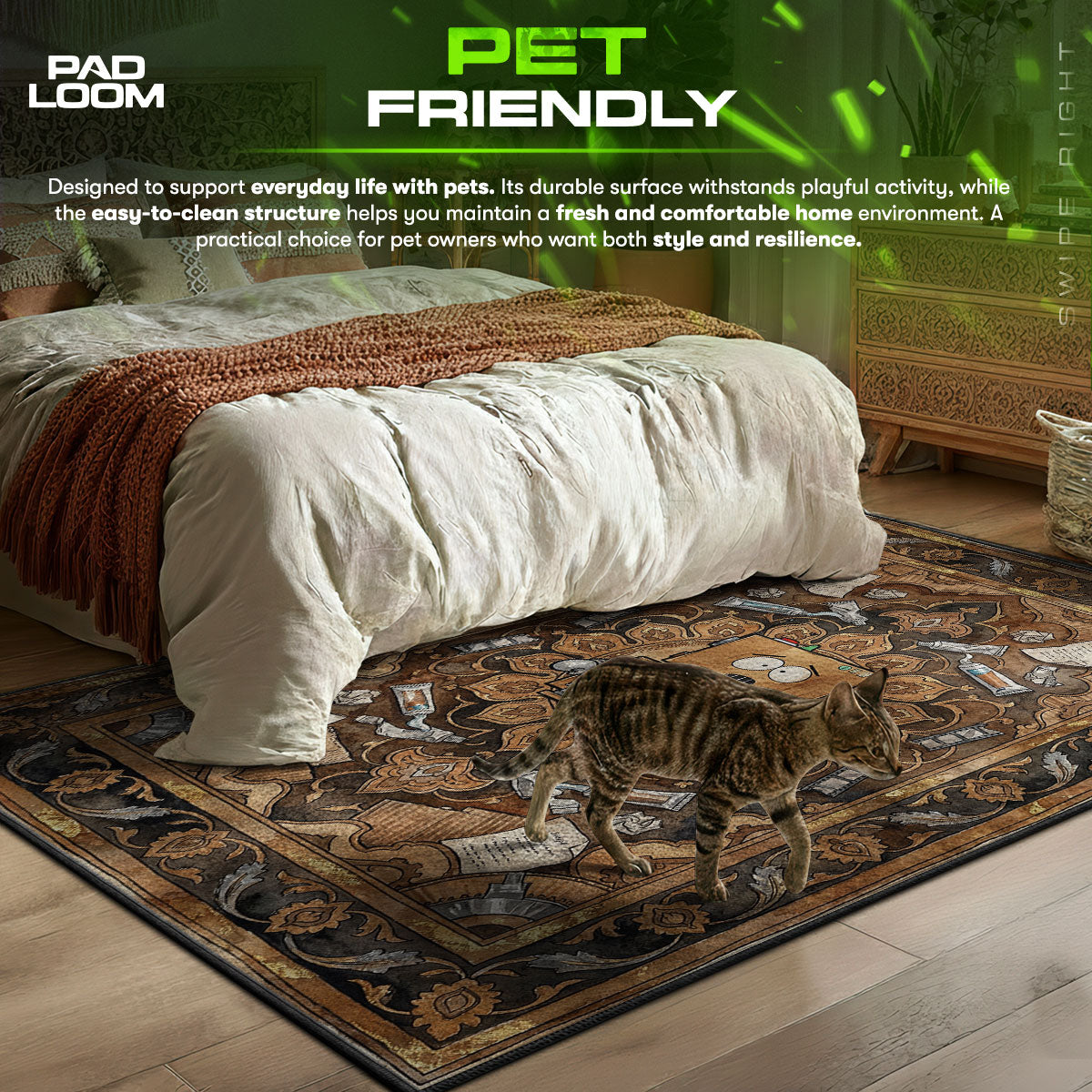 AWESOM O themed area rug for home decor fans