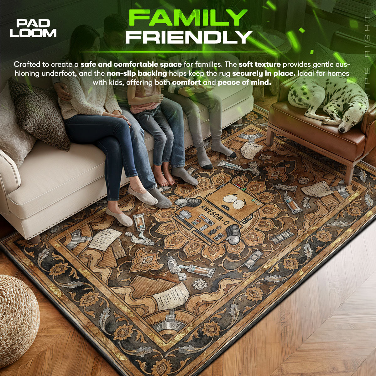 Area character design printed on rug