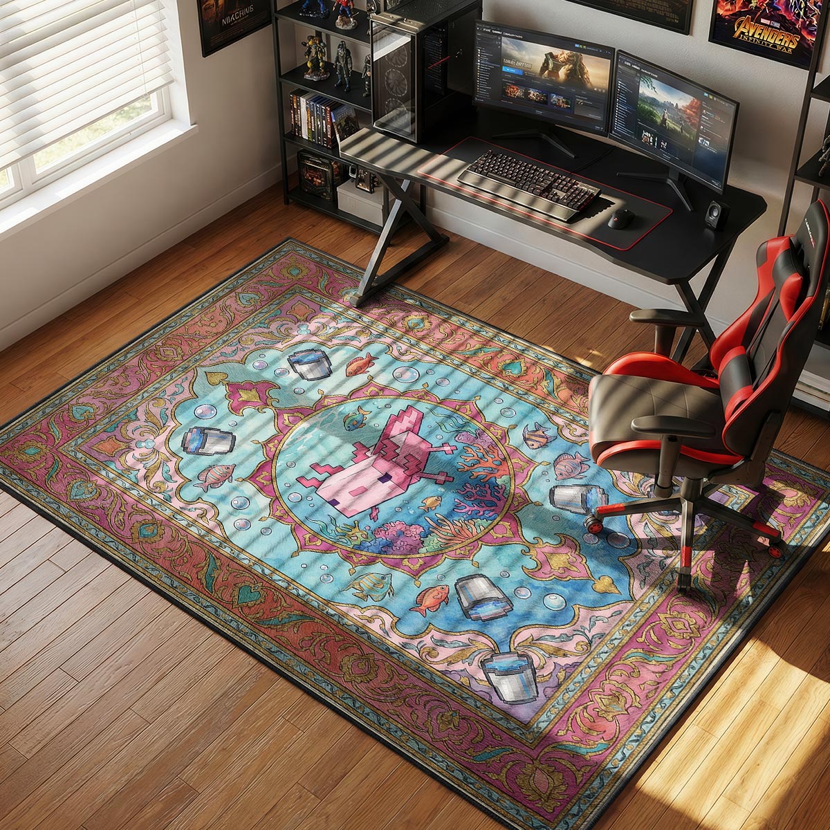 Axolotl Coral Reef Rug - Minecraft Chair Mat