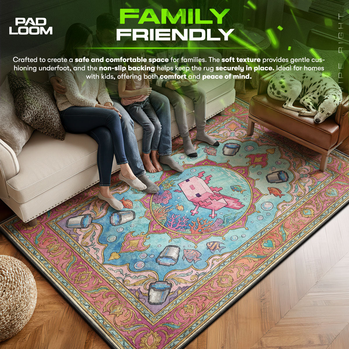 Axolotl Coral Reef Rug - Minecraft Chair Mat