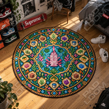 Axolotl Medallion Round Rug - Minecraft Chair Mat