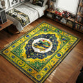 Ayrton Senna yellow racing helmet Brazilian flag green blue hypebeast area rug