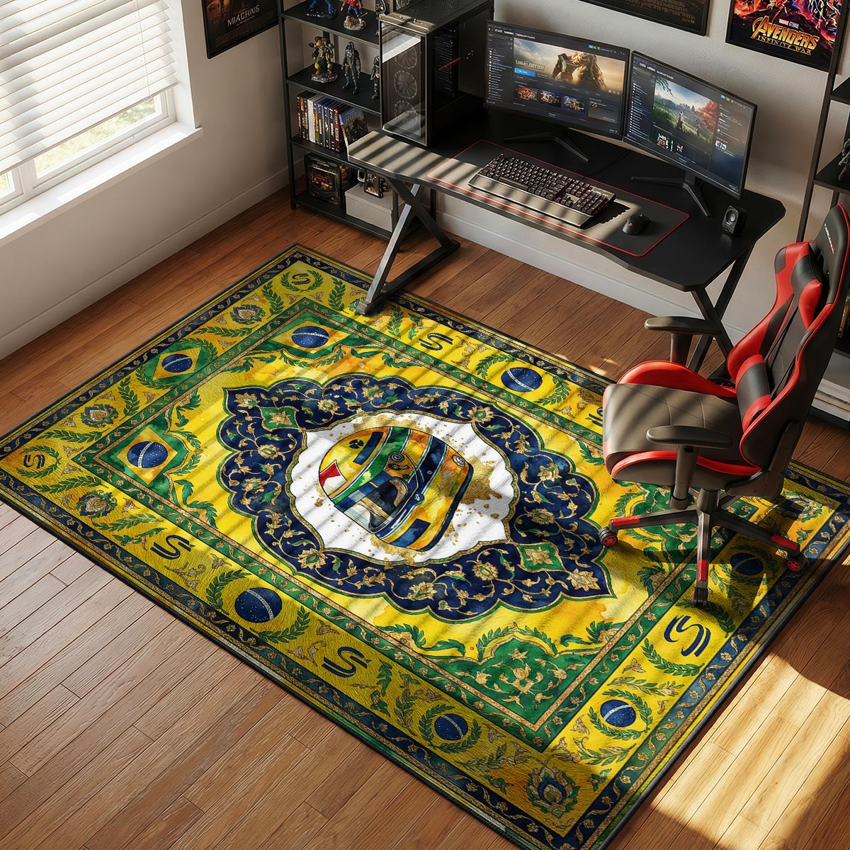 Ayrton Senna Helmet F1 Floor rug — main product view