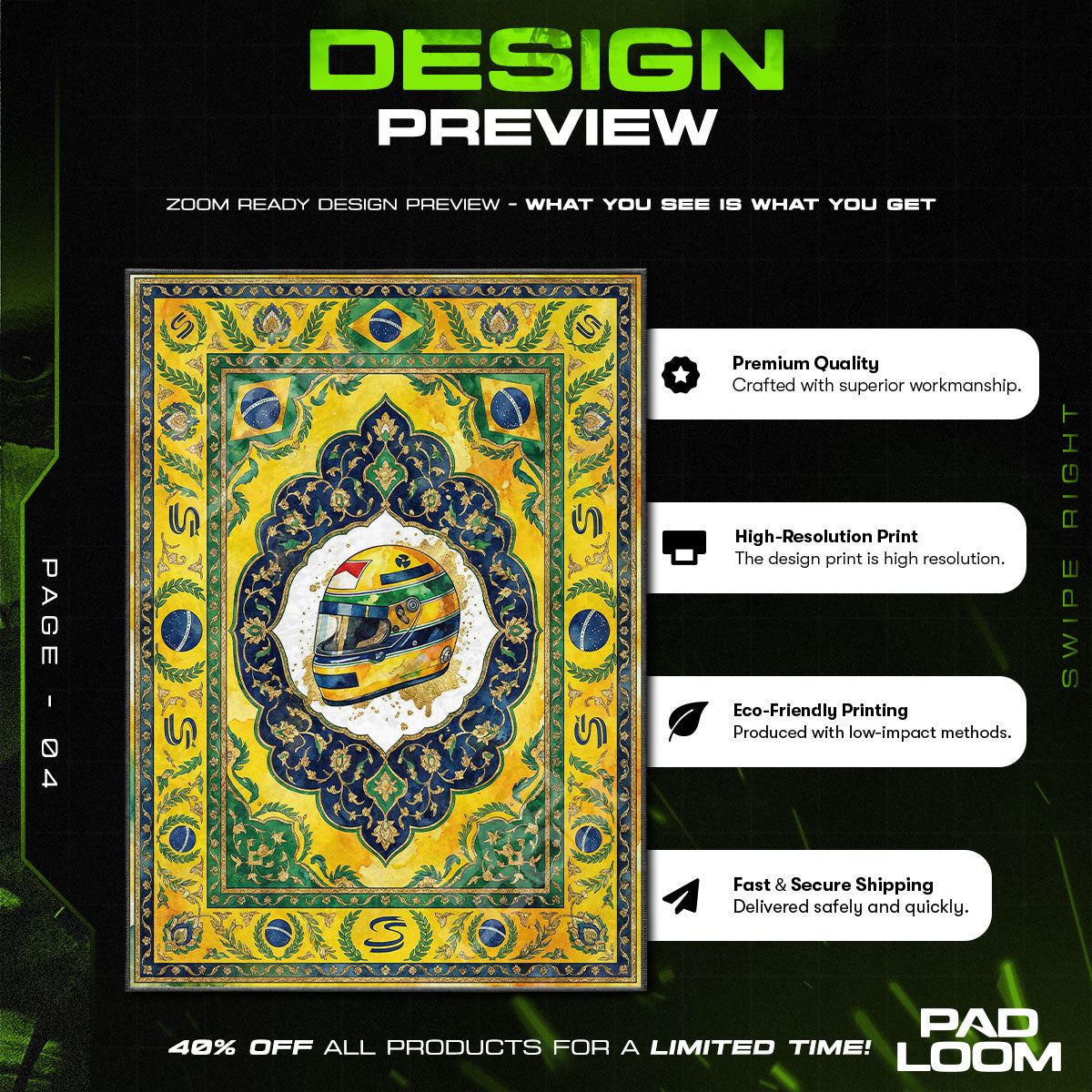 Floor character design printed on rug
