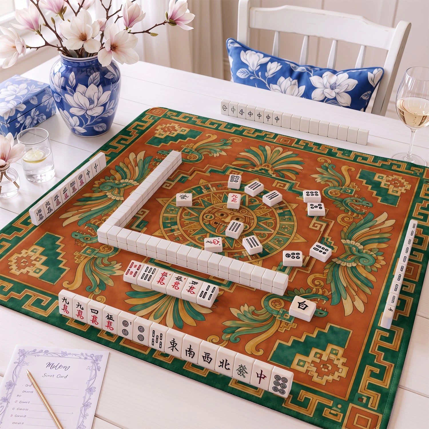 Aztec Sun mahjong mat – M (60x60 cm) and L (81x81 cm) sizes