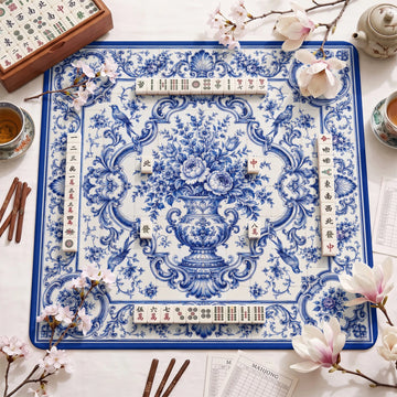 Azulejo Bouquet Mahjong Mat - Mah Jongg Mat