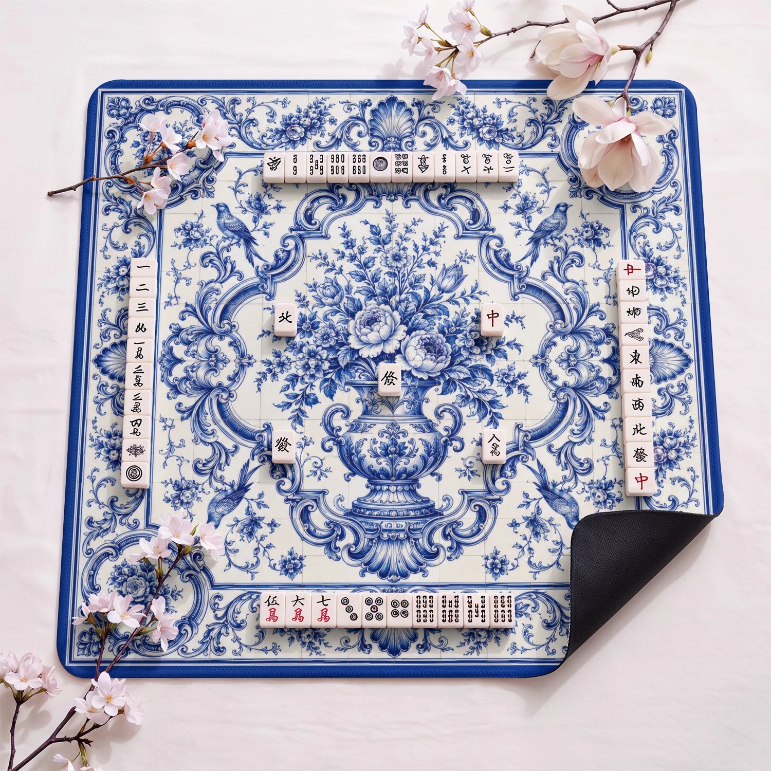 Azulejo Bouquet Mahjong Mat - Mah Jongg Mat