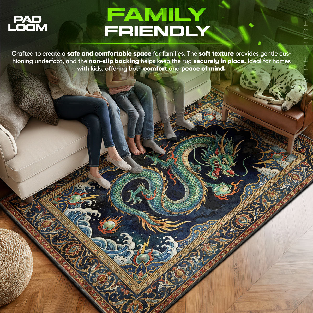 Area character design printed on rug