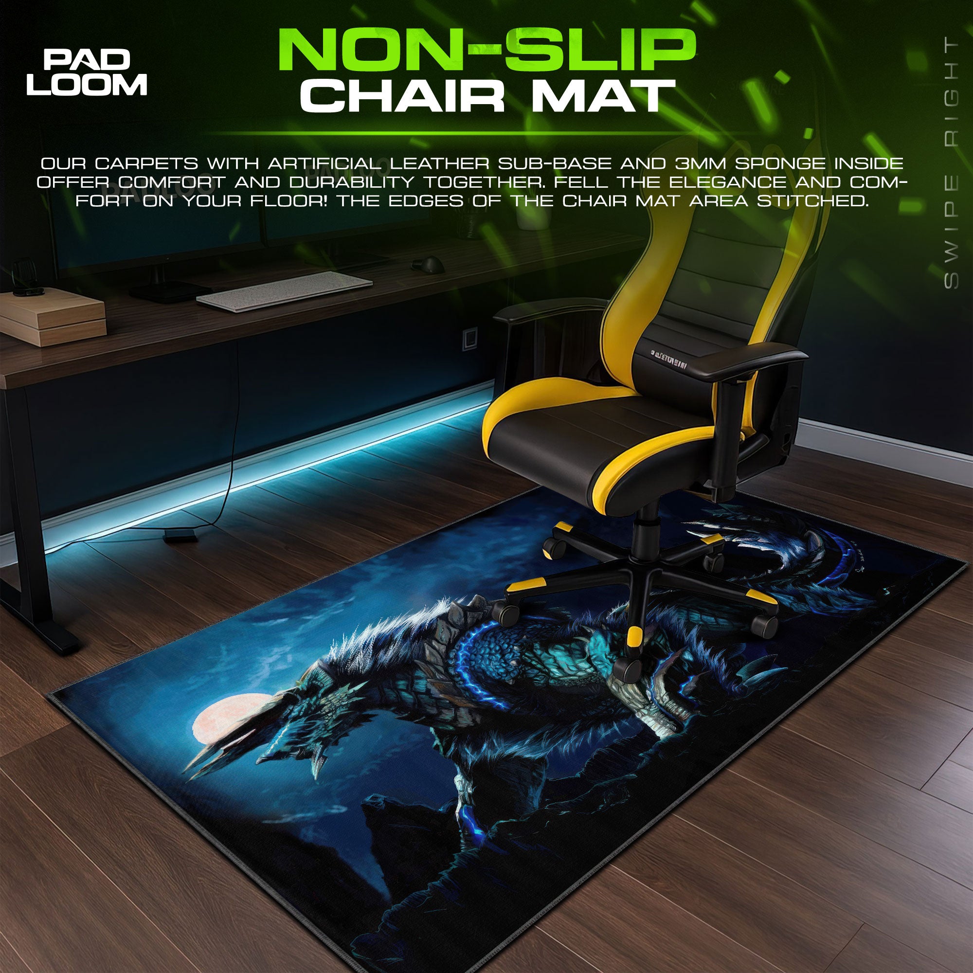 Azure Rathalos Night Stance Mouse Pad, Game Monster Hunter Desk Mat
