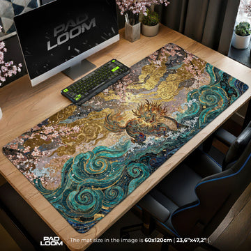 Azure Tide Dragon Mouse Pad - Chinese Art Desk Mat