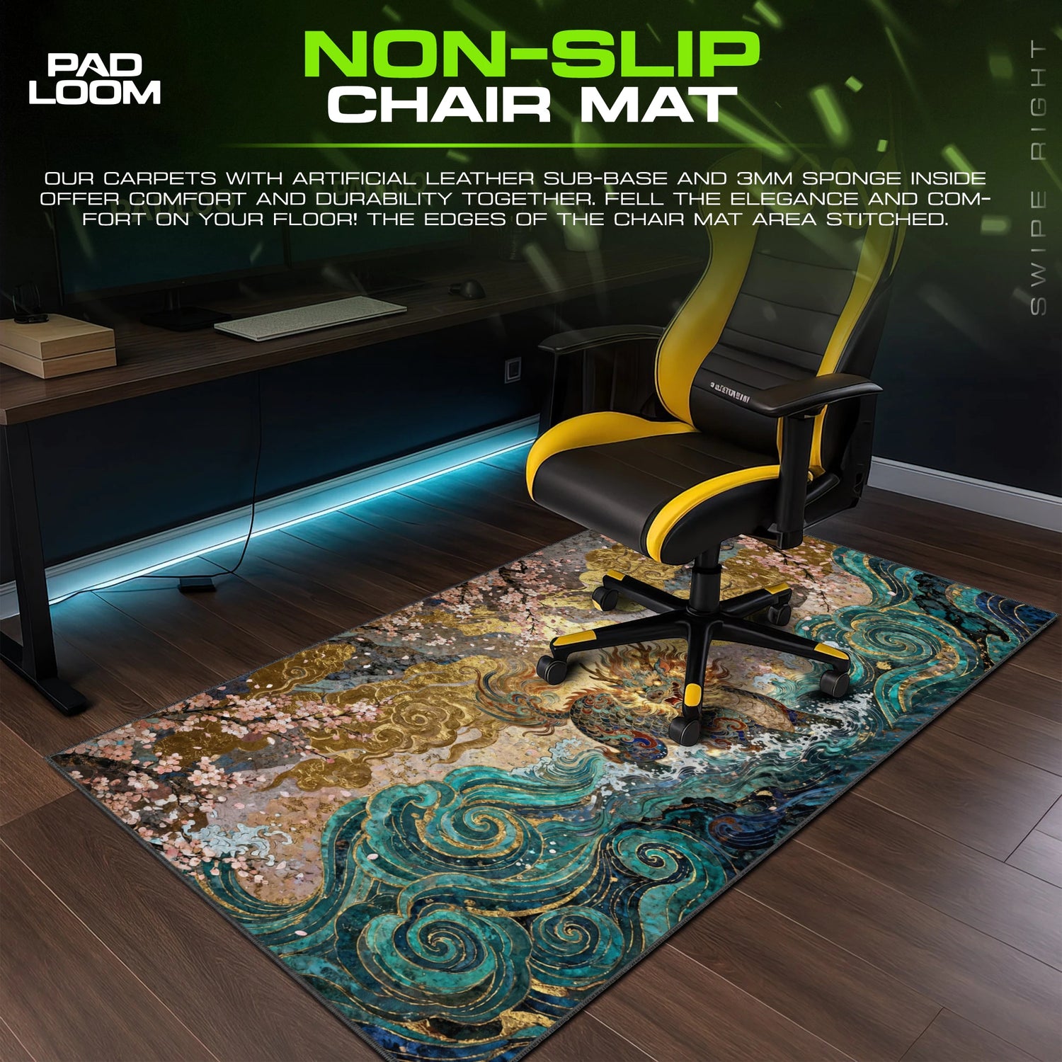 Azure Tide Dragon Mouse Pad - Chinese Art Desk Mat