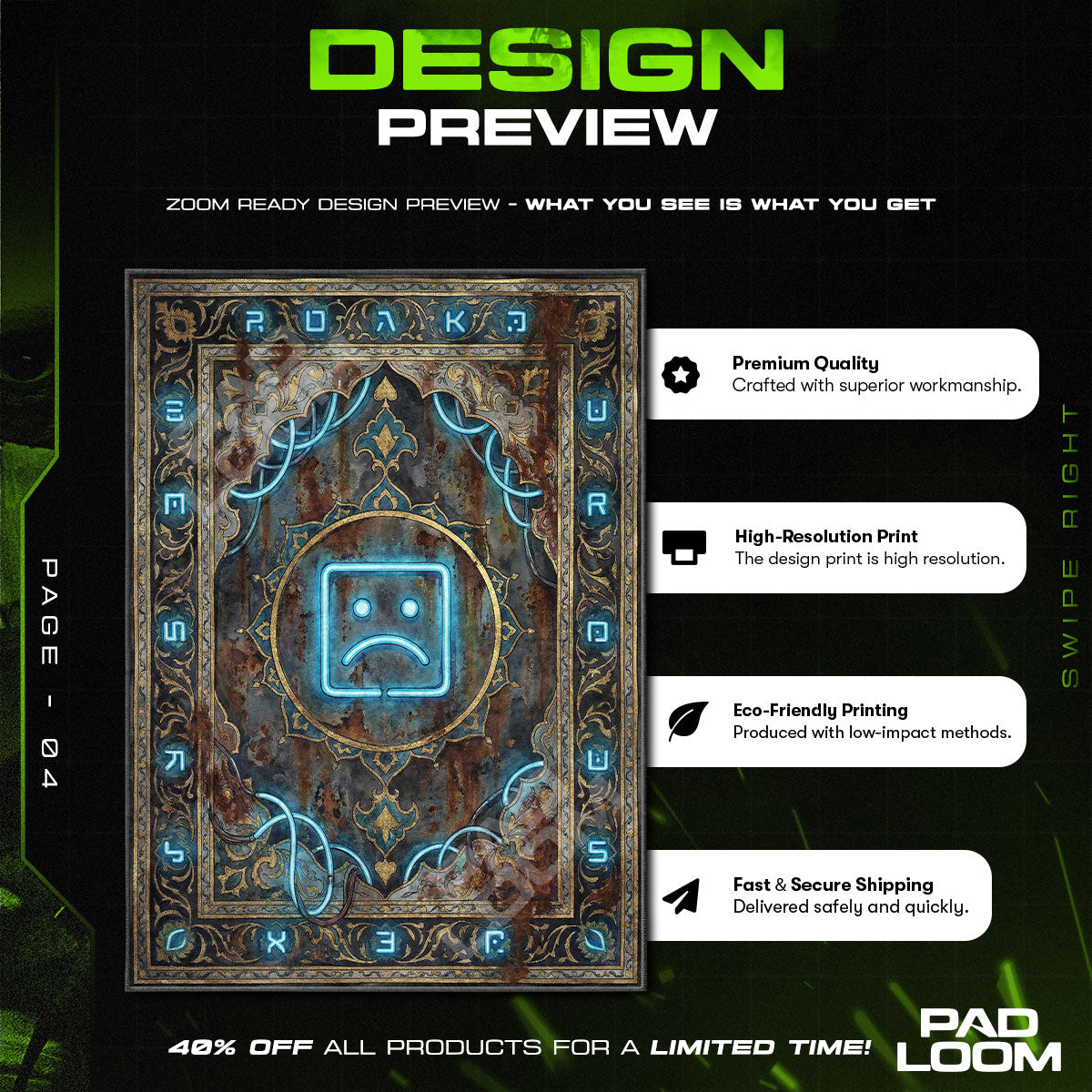 Chair character design printed on rug
