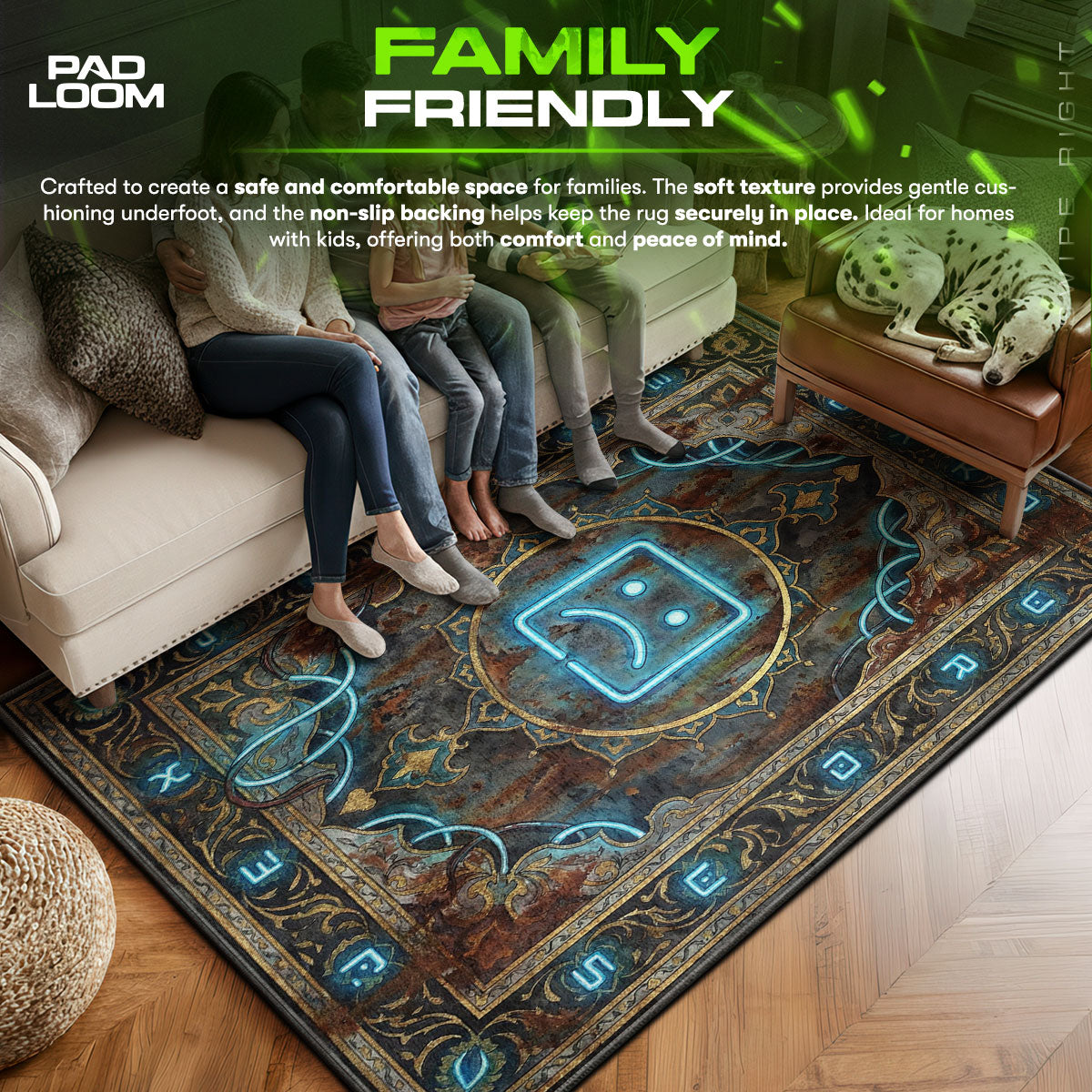 B area rug showing full home decor artwork