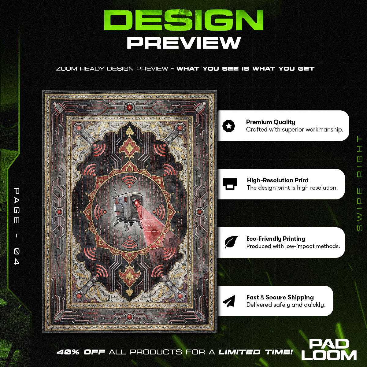 Chair character design printed on rug